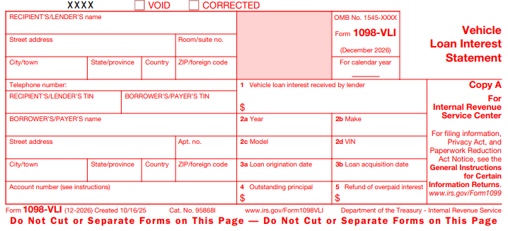 Form 1098-VLI Reporting Auto Loan Interest Form 1098-VLI reporting solution